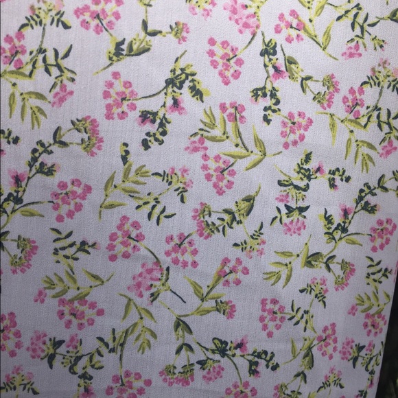 J. Crew pink floral on white chiffon  corset peasant top rose  puff sleeve - Picture 8 of 9